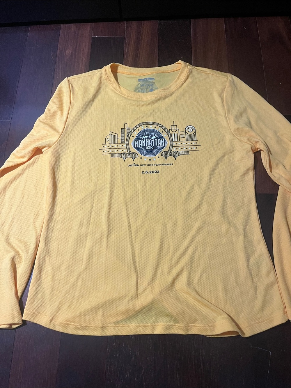 New Balance Yellow Manhattan 10K Long-Sleeve Performance Tee